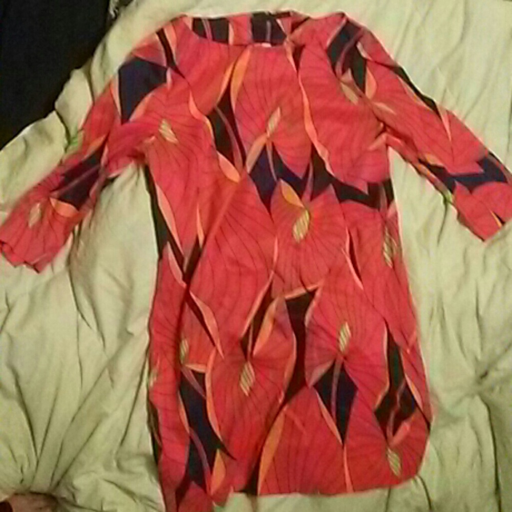 ⭐Zara orange floral retro tunic dress